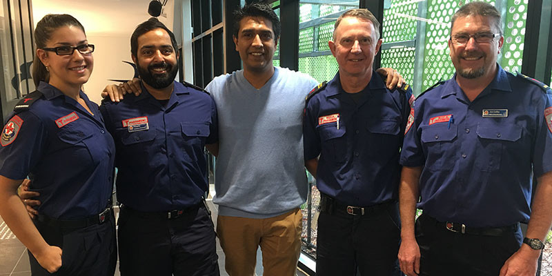 Reunion with paramedics at aquatic centre
