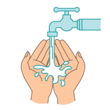 Hand catching water below a tap