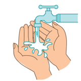 Hands rinsing below a tap