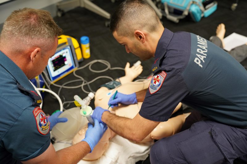 Two MICA paramedics take part in a training exercise.